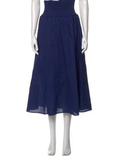 Pre-owned Hill House Home Ruffle Embellishment Midi Length Skirt In Blue