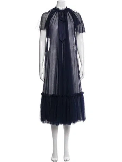 Pre-owned Hill House Home Ruffle Embellishment Robe W/ Tags In Blue