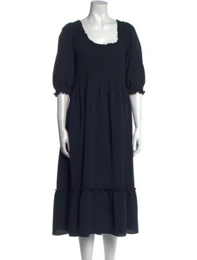 Pre-owned Hill House Home Scoop Neck Long Dress In Black
