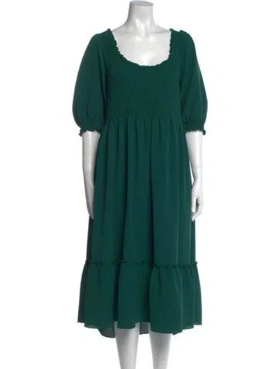 Pre-owned Hill House Home Scoop Neck Long Dress In Green