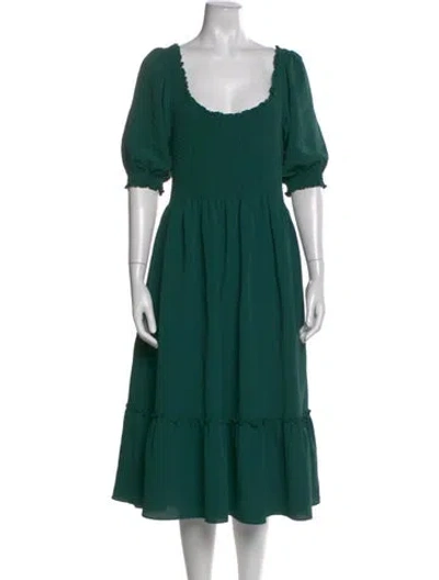 Pre-owned Hill House Home Scoop Neck Long Dress In Green