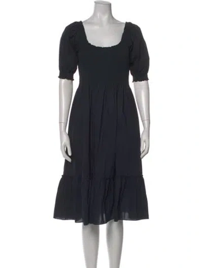 Pre-owned Hill House Home Scoop Neck Midi Length Dress In Black
