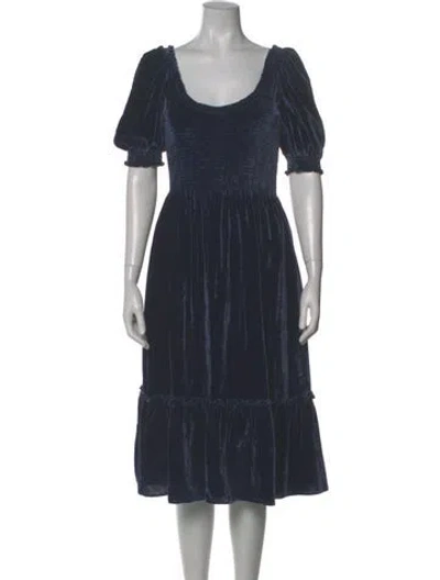 Pre-owned Hill House Home Scoop Neck Midi Length Dress W/ Tags In Blue