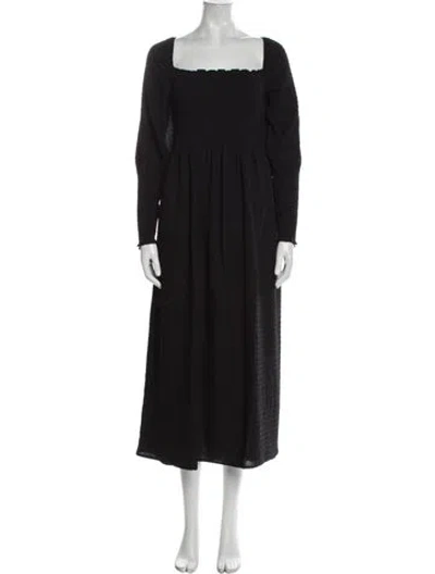 Pre-owned Hill House Home Square Neckline Long Dress In Black