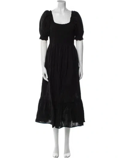 Pre-owned Hill House Home Square Neckline Long Dress In Black