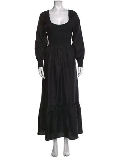 Pre-owned Hill House Home Square Neckline Long Dress In Black