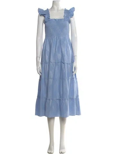 Pre-owned Hill House Home Square Neckline Long Dress In Blue