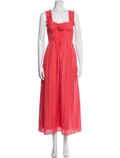Pre-owned Hill House Home Square Neckline Long Dress In Pink