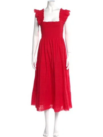 Pre-owned Hill House Home Square Neckline Long Dress W/ Tags In Red