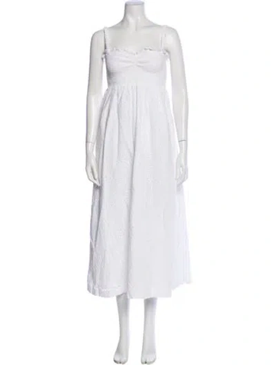 Pre-owned Hill House Home Square Neckline Long Dress In White