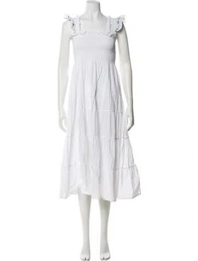 Pre-owned Hill House Home Square Neckline Long Dress In White