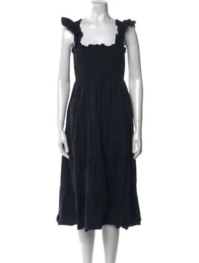 Pre-owned Hill House Home Square Neckline Midi Length Dress In Blue