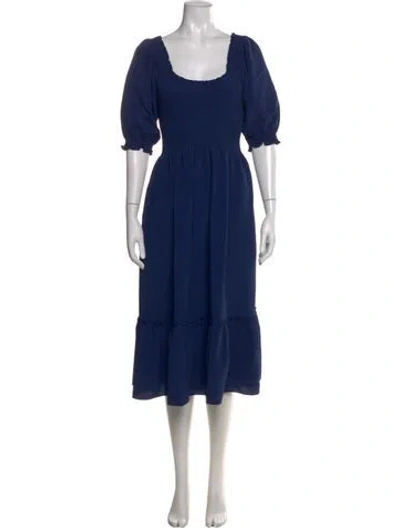Pre-owned Hill House Home Square Neckline Midi Length Dress In Blue