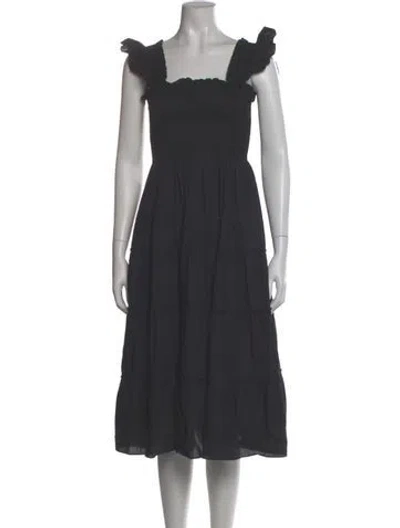 Pre-owned Hill House Home Square Neckline Midi Length Dress In Gray