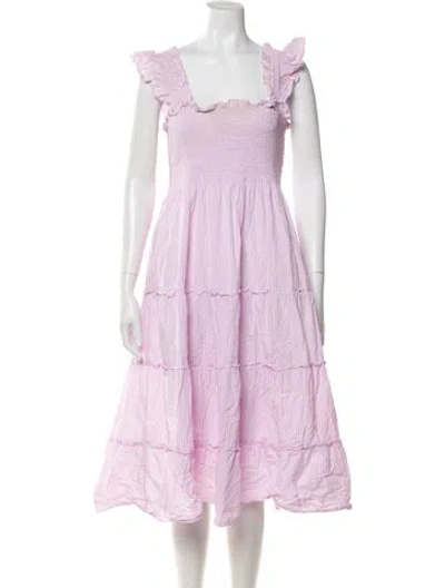 Pre-owned Hill House Home Square Neckline Midi Length Dress In Multi