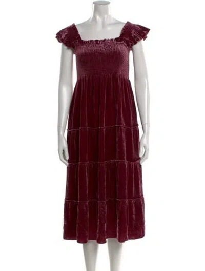 Pre-owned Hill House Home Square Neckline Midi Length Dress In Purple