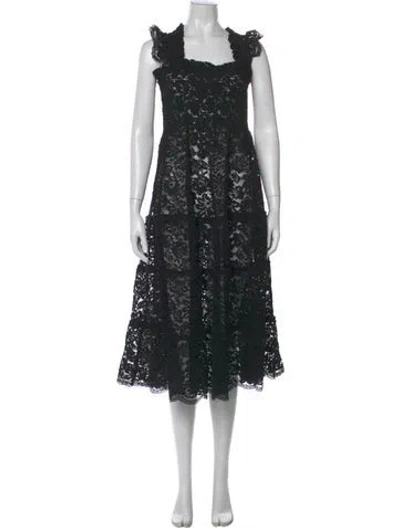 Pre-owned Hill House Home Square Neckline Midi Length Dress W/ Tags In Black