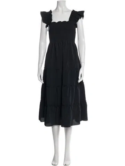 Pre-owned Hill House Home Square Neckline Midi Length Dress W/ Tags In Blue