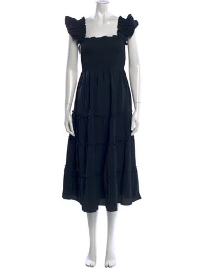 Pre-owned Hill House Home Square Neckline Midi Length Dress W/ Tags In Blue