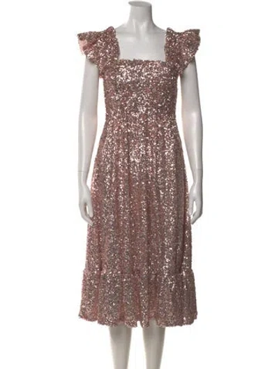 Pre-owned Hill House Home Square Neckline Midi Length Dress W/ Tags In Pink