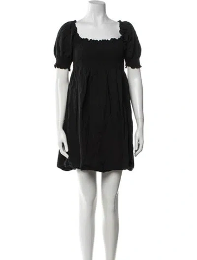 Pre-owned Hill House Home Square Neckline Mini Dress In Black