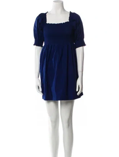 Pre-owned Hill House Home Square Neckline Mini Dress In Blue