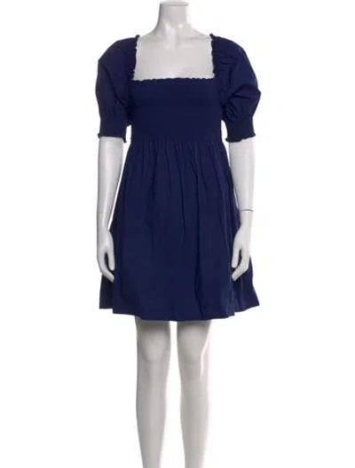 Pre-owned Hill House Home Square Neckline Mini Dress In Blue