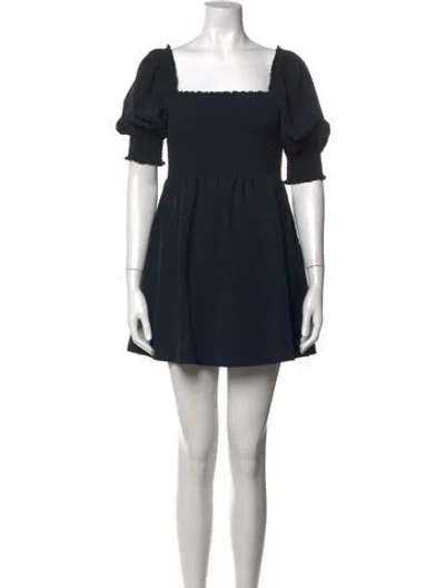 Pre-owned Hill House Home Square Neckline Mini Dress In Blue