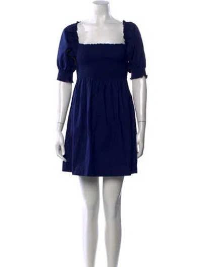 Pre-owned Hill House Home Square Neckline Mini Dress In Blue