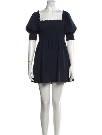 Pre-owned Hill House Home Square Neckline Mini Dress In Blue