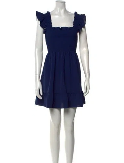 Pre-owned Hill House Home Square Neckline Mini Dress In Blue