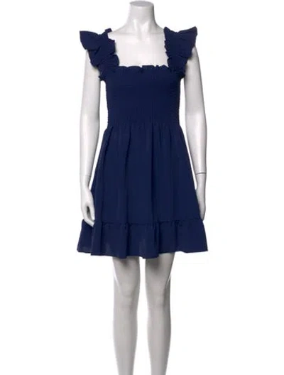 Pre-owned Hill House Home Square Neckline Mini Dress In Blue