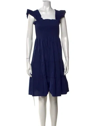 Pre-owned Hill House Home Square Neckline Mini Dress In Blue