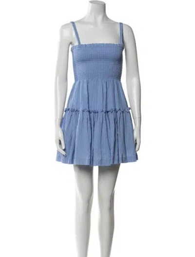 Pre-owned Hill House Home Square Neckline Mini Dress In Blue/metallic