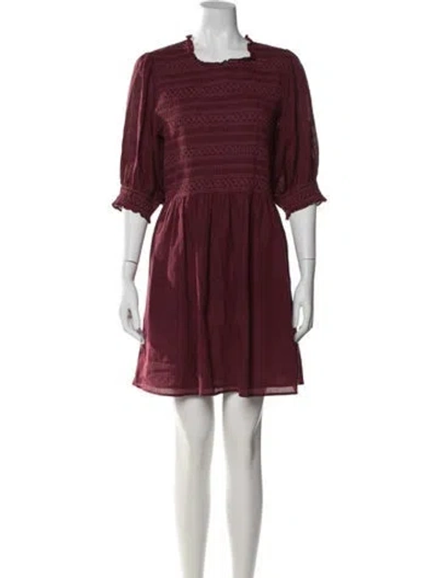 Pre-owned Hill House Home Square Neckline Mini Dress In Burgundy