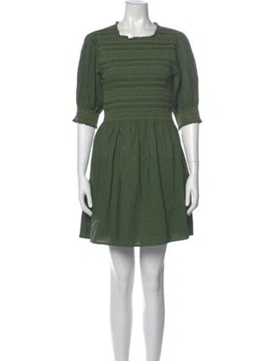 Pre-owned Hill House Home Square Neckline Mini Dress In Green