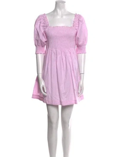 Pre-owned Hill House Home Square Neckline Mini Dress In Pink