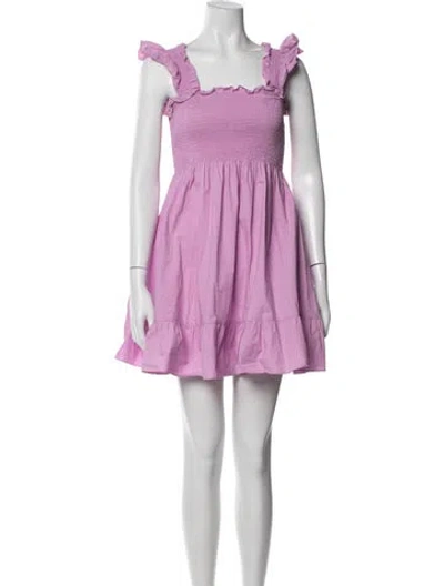 Pre-owned Hill House Home Square Neckline Mini Dress In Purple