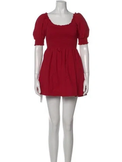 Pre-owned Hill House Home Square Neckline Mini Dress In Red