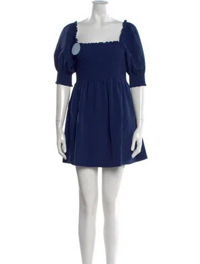 Pre-owned Hill House Home Square Neckline Mini Dress W/ Tags In Blue