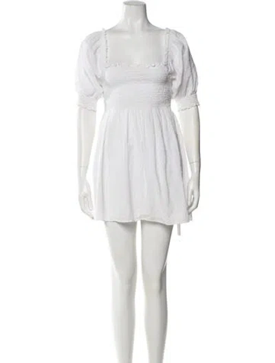 Pre-owned Hill House Home Square Neckline Mini Dress In White