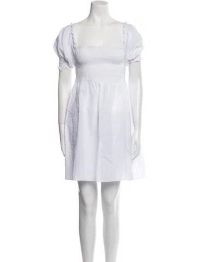 Pre-owned Hill House Home Square Neckline Mini Dress In White