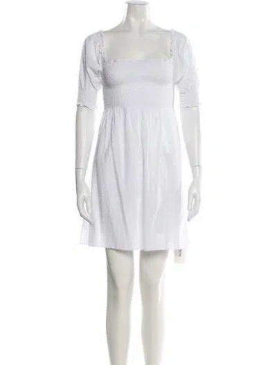 Pre-owned Hill House Home Square Neckline Mini Dress In White