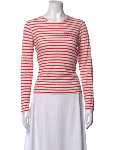 Pre-owned Hill House Home Striped Crew Neck T-shirt In Pink