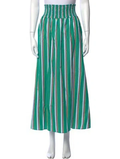 Pre-owned Hill House Home Striped Long Skirt In Blue/green