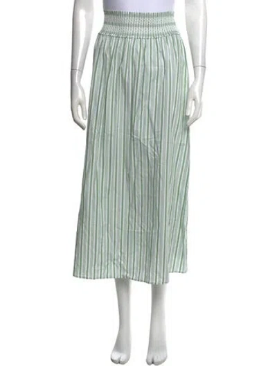Pre-owned Hill House Home Striped Long Skirt In Green