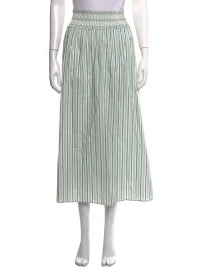 Pre-owned Hill House Home Striped Midi Length Skirt In Green