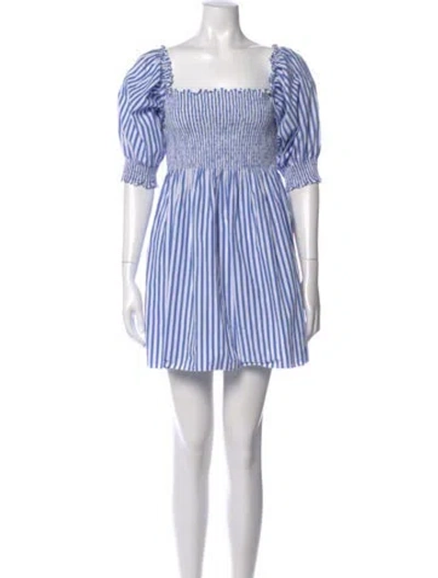 Pre-owned Hill House Home Striped Mini Dress In Blue