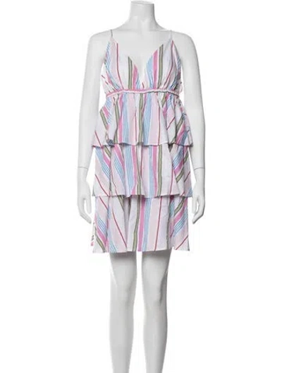 Pre-owned Hill House Home Striped Mini Dress In White