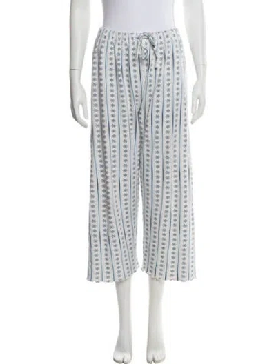 Pre-owned Hill House Home Striped Ruffle Embellishment Sweatpants In White